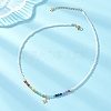 304 Stainless Steel Star Pendant Natural Aquamarine & Yellow Opal & Lapis Lazuli & Amethyst & Green Aventurine & Carnelian & Glass Faceted Rondelle Beaded Chakra Nacklaces NJEW-JN05773-1