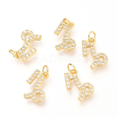Brass Micro Pave Clear Cubic Zirconia Charms ZIRC-O036-30G-C-1
