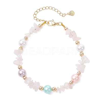 3Pcs Natural Rose Quartz & Amethyst & White Moonstone Chip Beaded Bracelets for Women BJEW-JB12309-1
