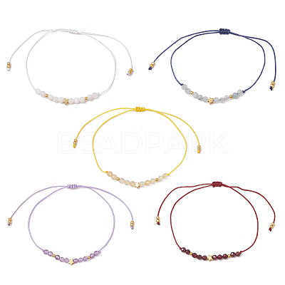 Natural Round Mixed Gemstone Beads Braided Bead Bracelets for Women BJEW-JB11655-1