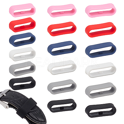 18Pcs 18 Styles Silicone Replacement Watch Band Strap Loops FIND-DR0001-82-1