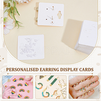 200Pcs Square Paper Earring Display Cards CDIS-ME0001-01A-1