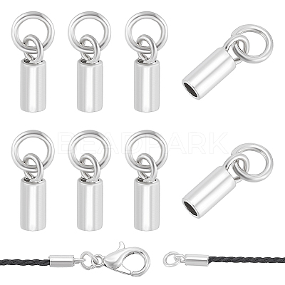 8Pcs Rhodium Plated Sterling Silver Cord Ends FIND-BC0014-09A-1