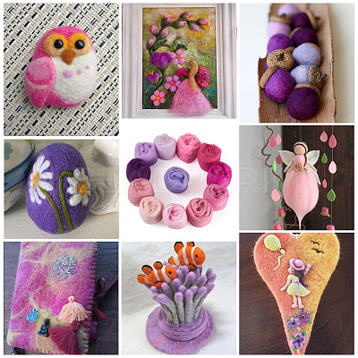 60G 12 Colors Needle Felting Wool Roving DIY-TA0012-85-1
