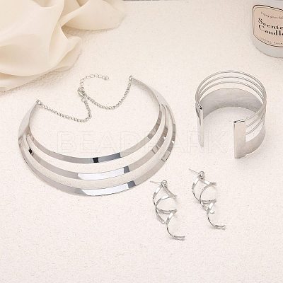 Alloy Pendant Necklaces & Stud Dangle Earrings & Cuff Bangles Sets FS-WG2E0CA-01-1
