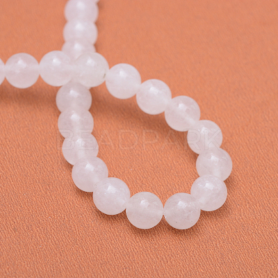 Round Natural White Jade Bead Strands G-R345-8mm-06-1