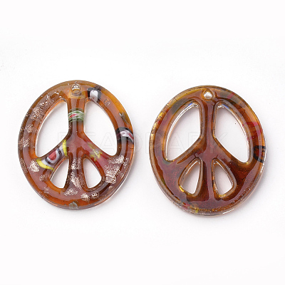 Handmade Gold Sand Lampwork Pendants LAMP-S189-09-B-1