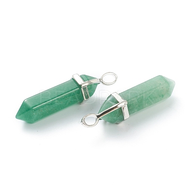 Natural Green Aventurine Pointed Pendants G-M378-01P-A08-1