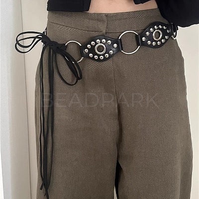 Alloy with Imitation Leather Eye Link Knot Tie Chain Belts for Women FS-WG2C858-01-1