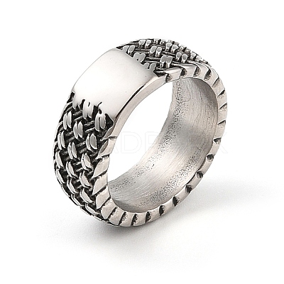 Steampunk Style 304 Stainless Steel Wide Band Rings RJEW-R316-01AS-B-1
