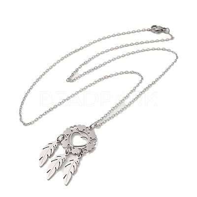 Non-Tarnish 201 Stainless Steel Pendnat Necklace with Cable Chains NJEW-E102-01P-03-1