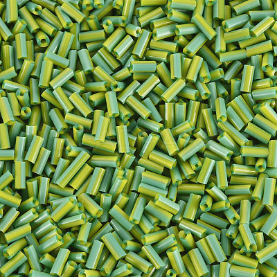 Opaque Colours Two Tone Seed Glass Bugle Beads SEED-T006-02A-02-1