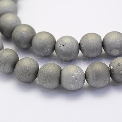 Electroplate Natural Druzy Agate Beads Strands G-G708-6mm-04-1