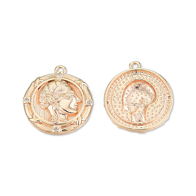 Brass Pave Clear Cubic Zirconia Pendants KK-N232-488-1