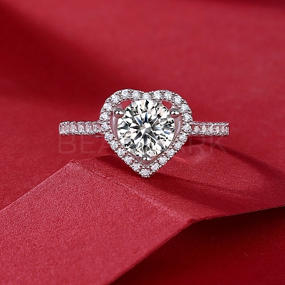 Rhodium Plated 925 Sterling Silver Micro Pave Cubic Zirconia Adjustable Rings AJEW-U007-20P-1