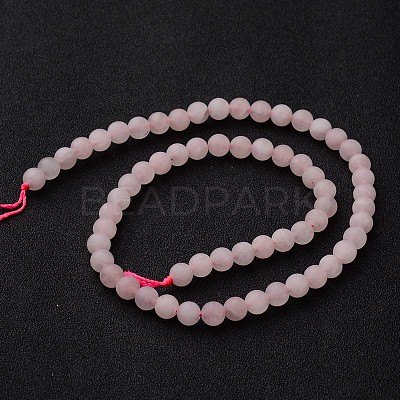 Frosted Round Natural Rose Quartz Bead Strands G-J346-06-6mm-1