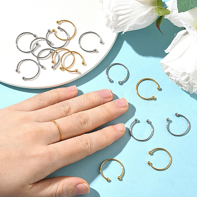 20Pcs 2 Colors 304 Stainless Steel Cuff Rings RJEW-SC0001-35-1