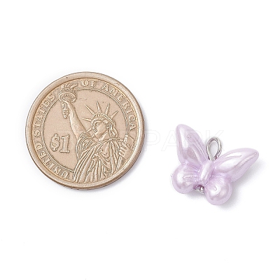 Opaque Acrylic Imitation Pearl Beads Pendants PALLOY-JF04296-01-1