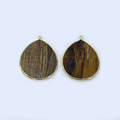 Natural Tiger Eye Pendants G-E526-01H-1