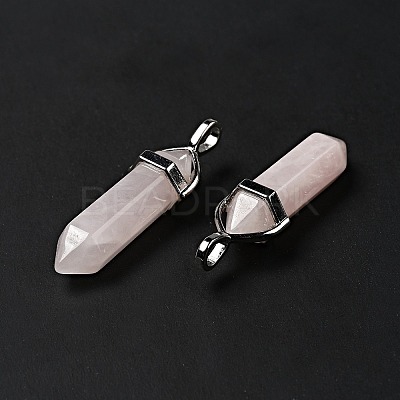 Natural Rose Quartz Double Terminated Pointed Pendants X-G-D415-12-1