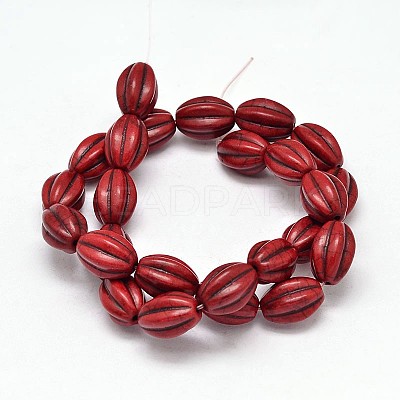 Oval Synthetic Turquoise Melon Bead Strands X-G-M150-04-1