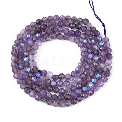 AB Color Plated Natural Amethyst Beads Strands G-T144-A07-04-1