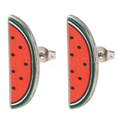 Printed 304 Stainless Steel Stud Earrings EJEW-Z171-02P-1