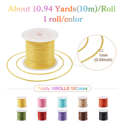 10 Rolls 10 Colors Waxed Polyester Cords YC-TA0001-04-1