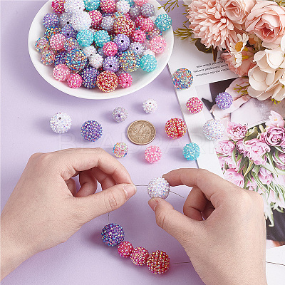 96Pcs 16 Style Resin Rhinestone Beads RESI-PH0002-15-1