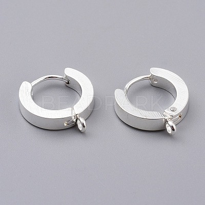 201 Stainless Steel Huggie Hoop Earrings Findings STAS-A167-01A-S-1