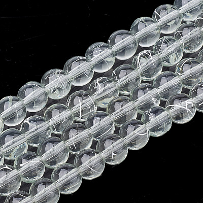 Drawbench Transparent Glass Round Beads Strands X-GLAD-Q012-8mm-04-1