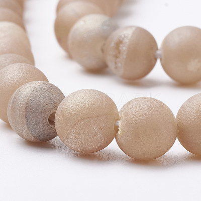 Electroplate Natural Druzy Geode Weathered Agate Beads Strands G-S284-12mm-09-1