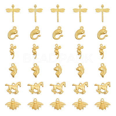 30Pcs 6 Styles Alloy Pendants FIND-CA0007-27-1