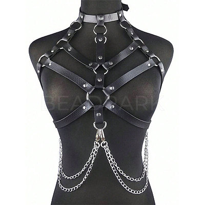 Black PU Leather Chest Harness Belts FS-WG16471-01-1