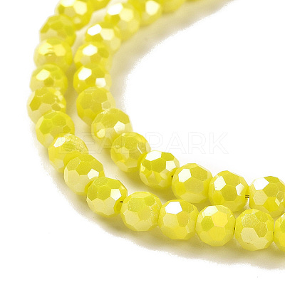 Faceted Round Full Rainbow Plated Electroplate Glass Beads Strands X-EGLA-J130-FR05-1