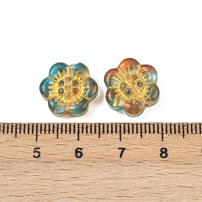 Baking Paint and Golden Metal Enlaced Glass Beads DGLA-T004-10K-1