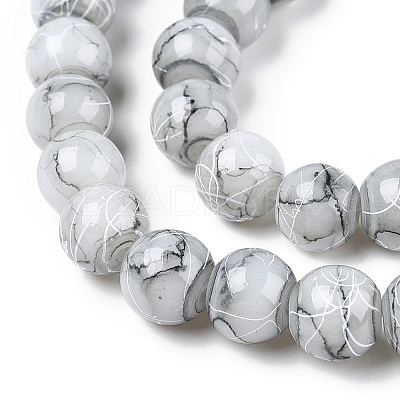 Drawbench Glass Round Beads GLAD-WH0001-01-10-1