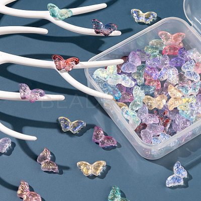 80Pcs 10 Style AB Color Plated & Spray Painted & Transparent Glass Beads GLAA-FS0001-16-1