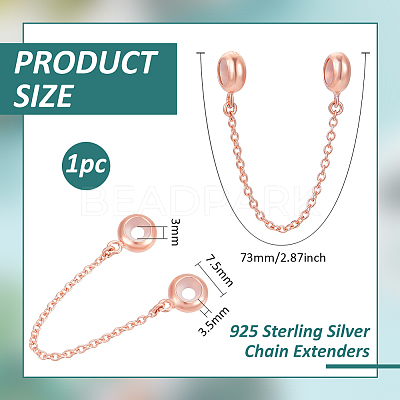 1Pc 925 Sterling Silver Chain Extenders STER-BC0003-04RG-1