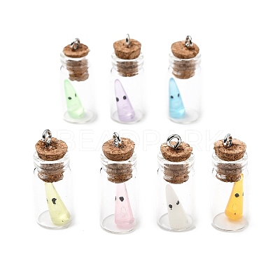 Halloween Glass Resin Wish Bottle Pendants FIND-Z103-04P-1
