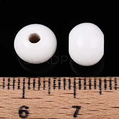 Spray Painted Round Natural Schima Wood Beads WOOD-A018-8mm-30-1