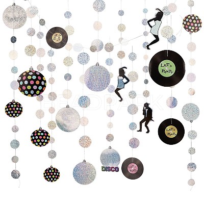 AHADEMAKER Iridescent Disco Theme Paper Garlands HJEW-GA0001-18-1