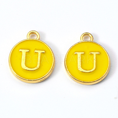 Golden Plated Alloy Enamel Charms X-ENAM-S118-09U-1
