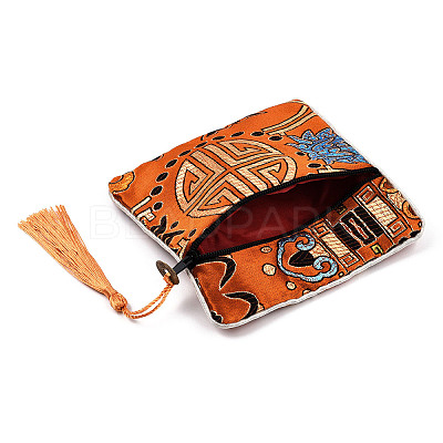 Chinese Brocade Tassel Zipper Jewelry Bag Gift Pouch ABAG-F005-04-1