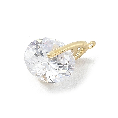 Rotatable Brass Micro Pave Cubic Zirconia Pendants KK-E791-18G-1