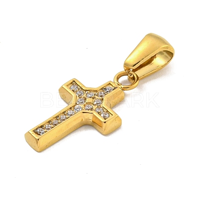 Ion Plating(IP) 304 Stainless Steel Cubic Zirconia Pendants STAS-C102-04B-G-1