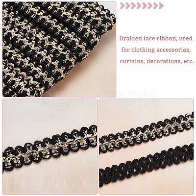10 Yards Polyester Braided Lace Ribbon OCOR-WR0001-05B-1