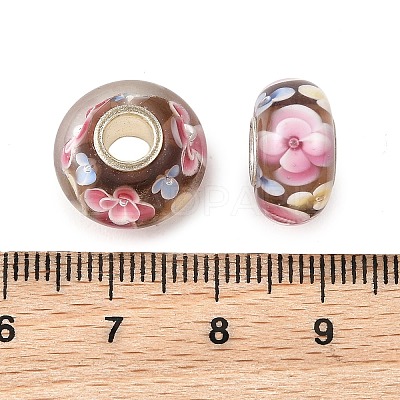 Lampwork & Brass Core European Beads LAMP-P019-01P-15-1