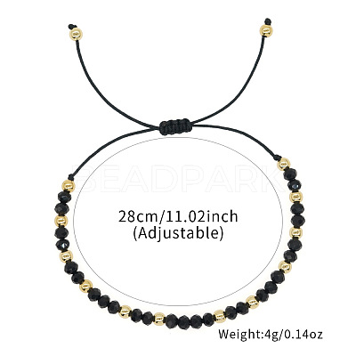 Glass & Brass Round Beads Braided Bead Bracelets LS-RD6595-1-1