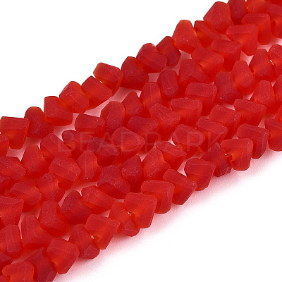 Frosted Transparent Glass Beads Strands GLAA-N016-4mm-08-1
